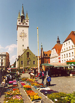 Blumenmarkt in der Stadt Straubing